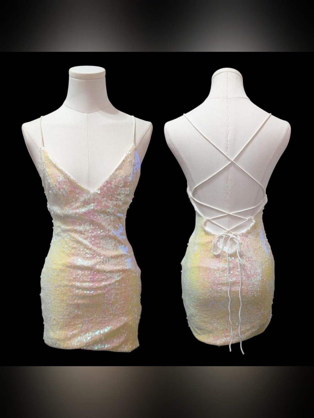 Superdown Iridescent Rainbow Sequin Mini Dress (Small) ‼️Price is firm‼️